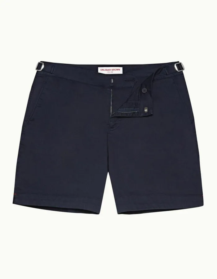 Men Orlebar Brown Day Shorts Bulldog Cotton Twill Navy