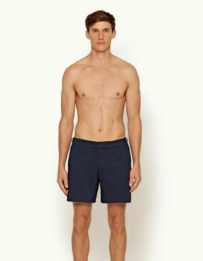 Men Orlebar Brown Day Shorts Bulldog Cotton Twill Navy