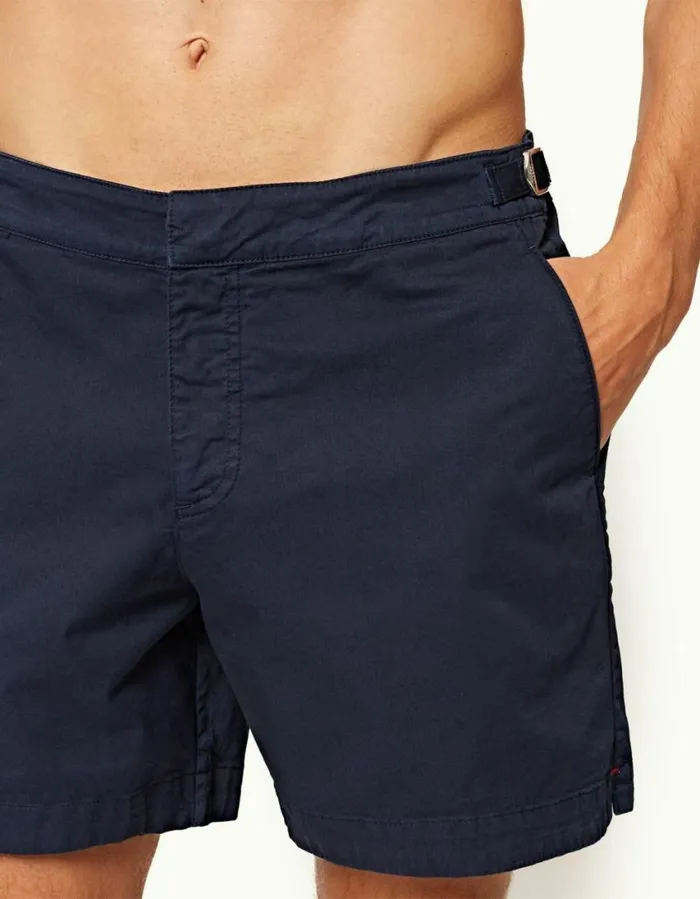 Men Orlebar Brown Day Shorts Bulldog Cotton Twill Navy