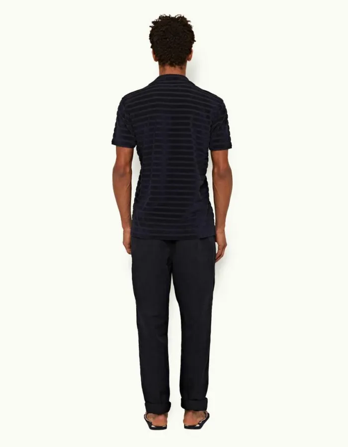 Men Orlebar Brown Polo Shirts Doran Towelling Night Iris