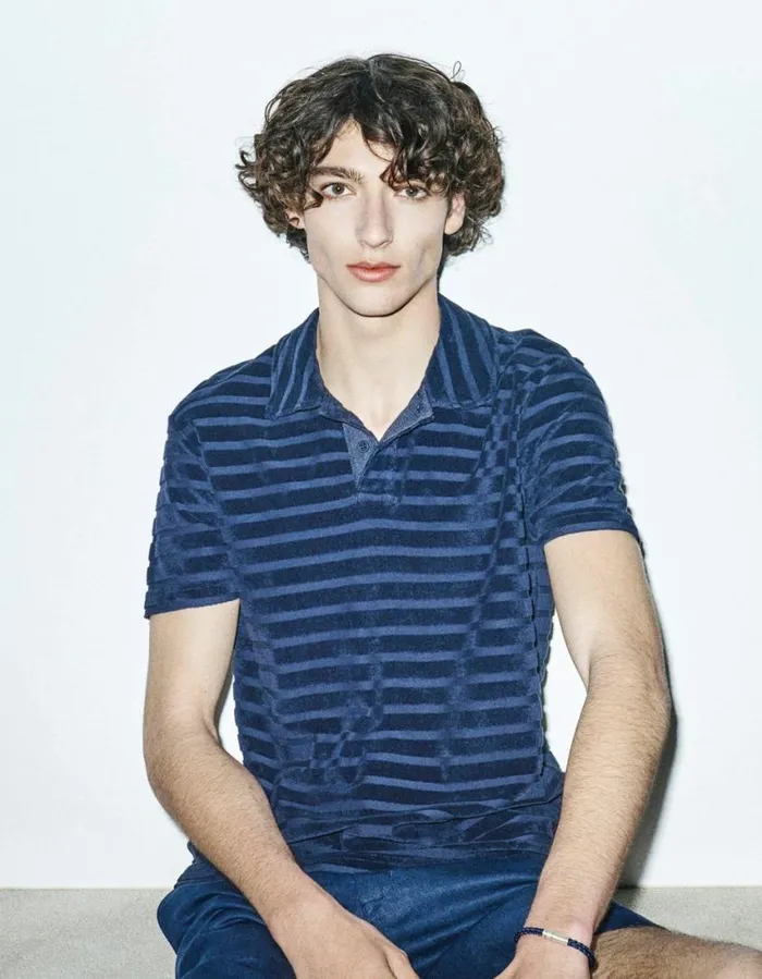 Men Orlebar Brown Polo Shirts Doran Towelling Night Iris