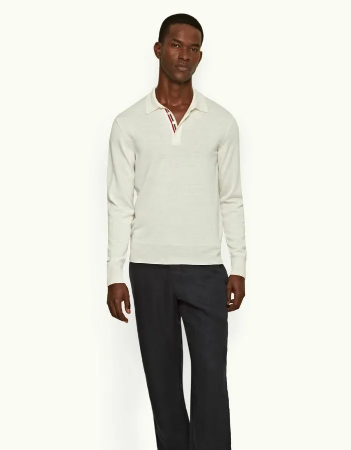 Men Orlebar Brown Polo Shirts Ebro White Sand