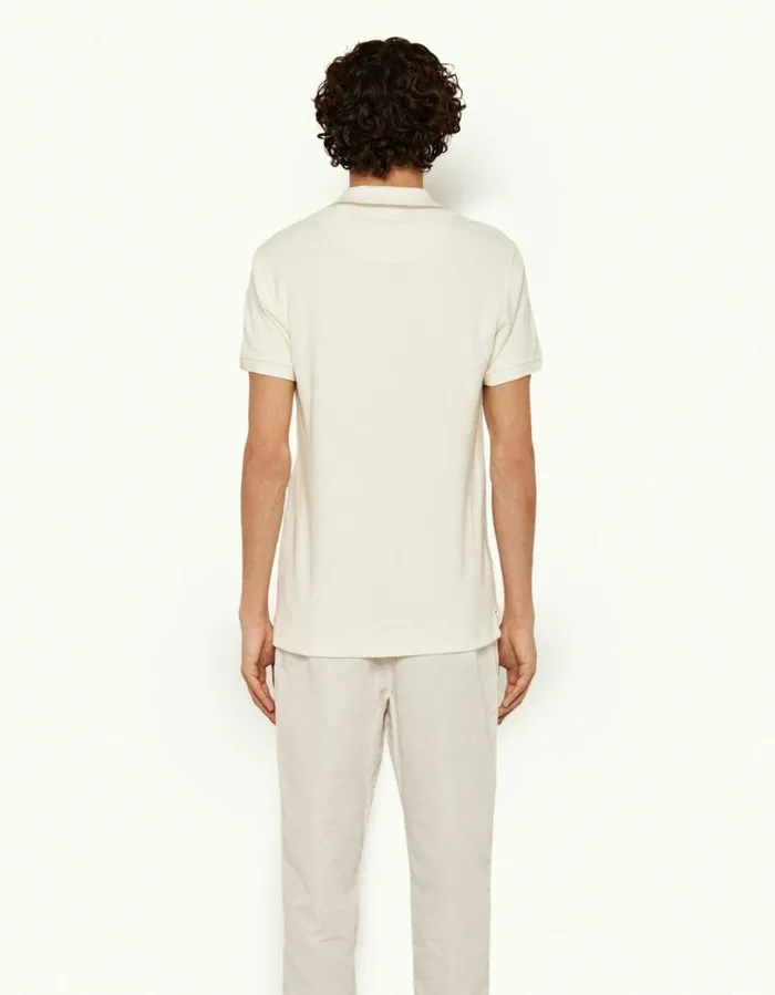 Men Orlebar Brown Polo Shirts Jarrett Towelling White Sand