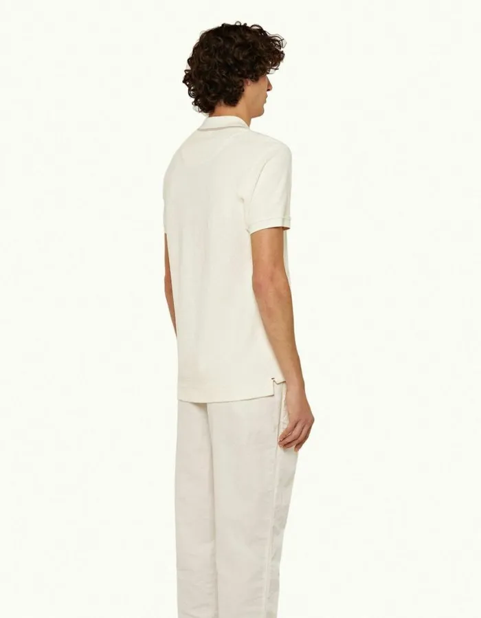 Men Orlebar Brown Polo Shirts Jarrett Towelling White Sand