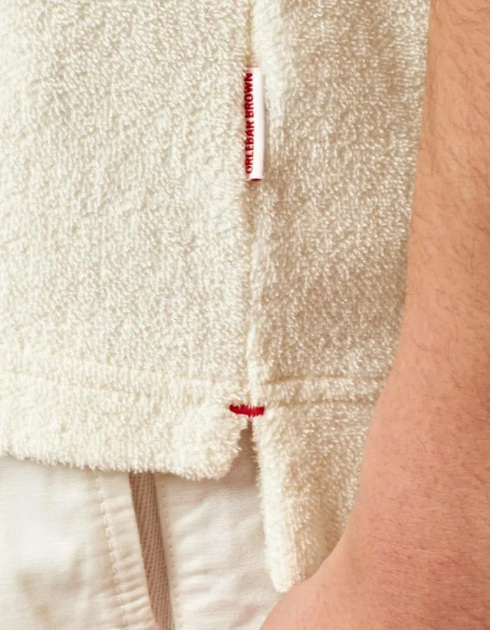 Men Orlebar Brown Polo Shirts Jarrett Towelling White Sand