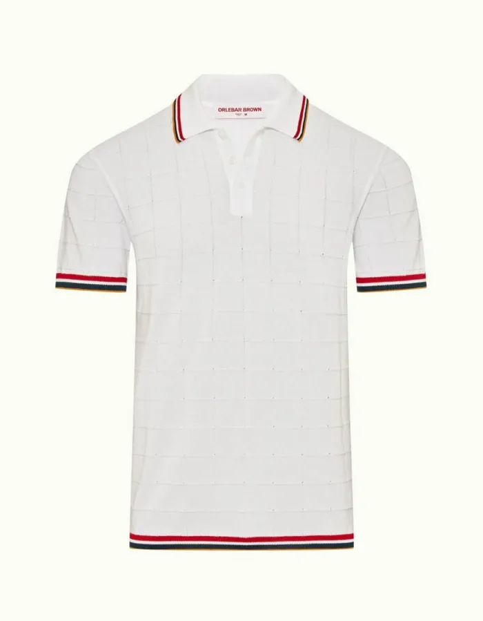Men Orlebar Brown Polo Shirts Maranon Tipping White