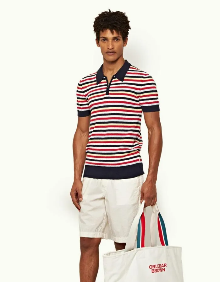 Men Orlebar Brown Polo Shirts Mina Towelling Multi