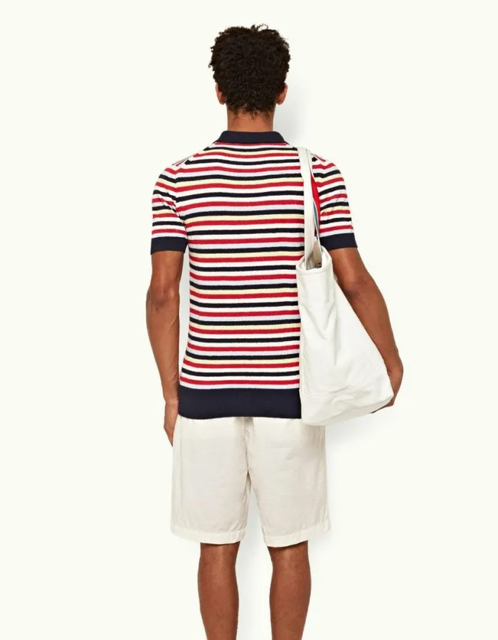 Men Orlebar Brown Polo Shirts Mina Towelling Multi