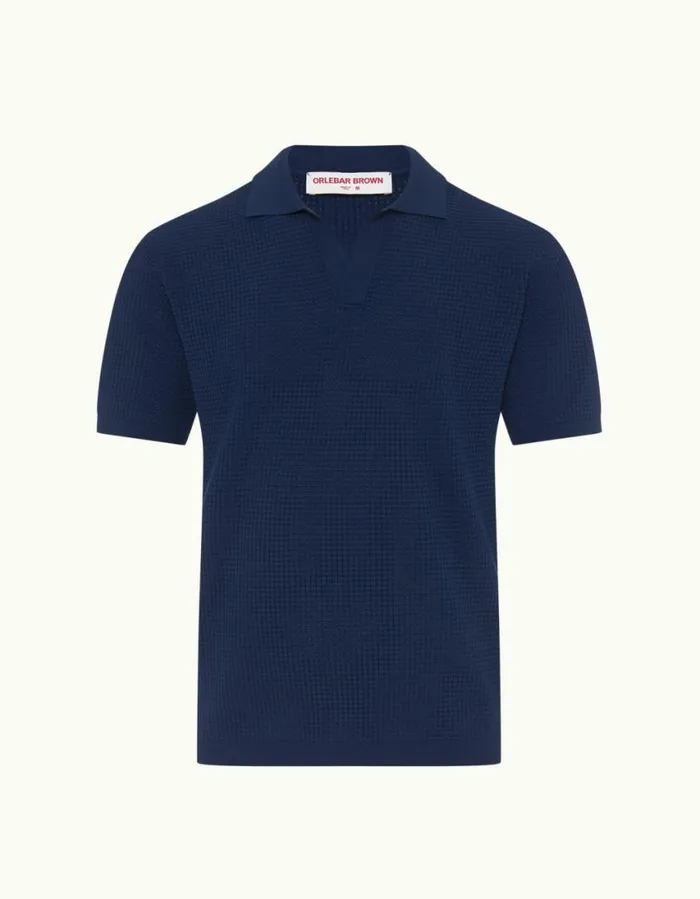 Men Orlebar Brown Polo Shirts Roddy Lagoon Blue