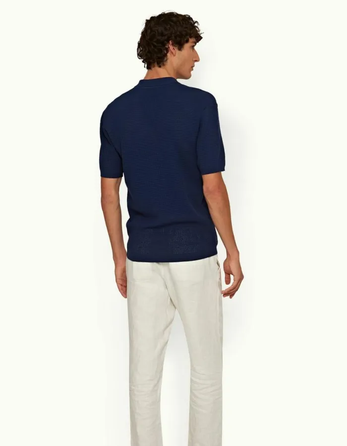 Men Orlebar Brown Polo Shirts Roddy Lagoon Blue