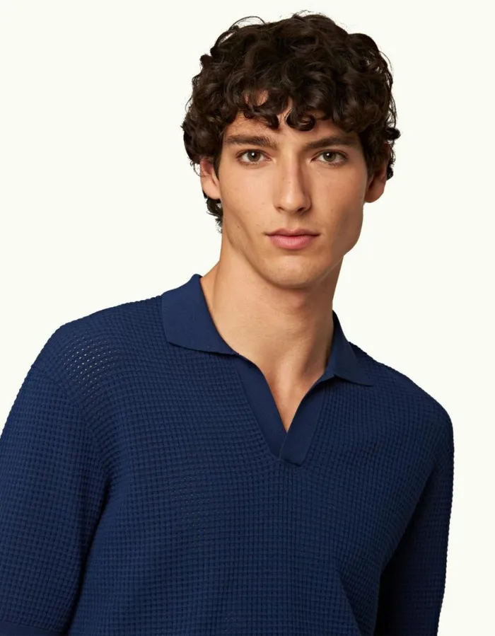 Men Orlebar Brown Polo Shirts Roddy Lagoon Blue