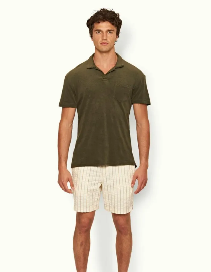 Men Orlebar Brown Polo Shirts Terry Towelling Palm
