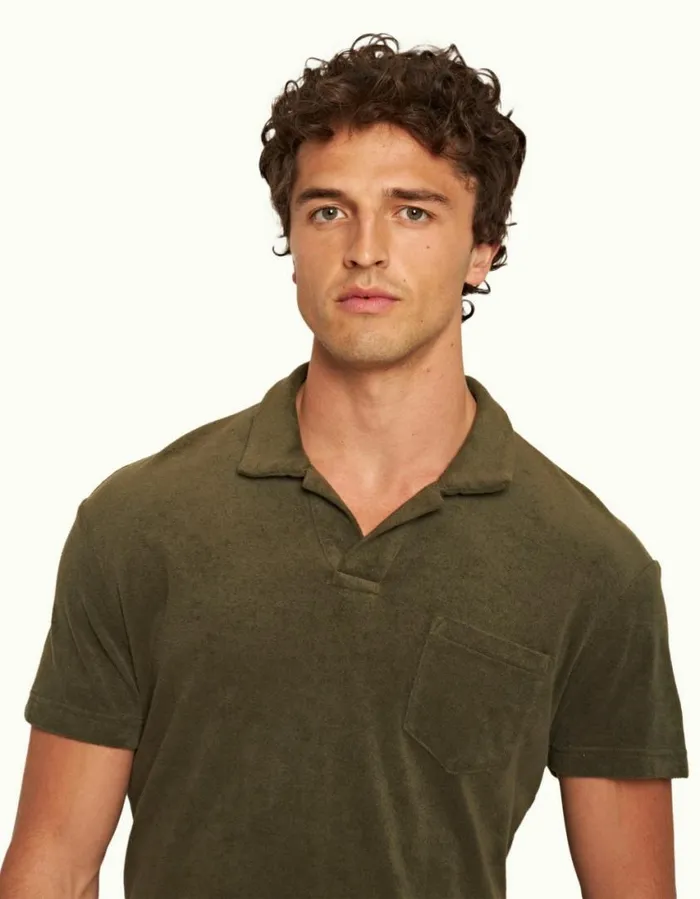Men Orlebar Brown Polo Shirts Terry Towelling Palm