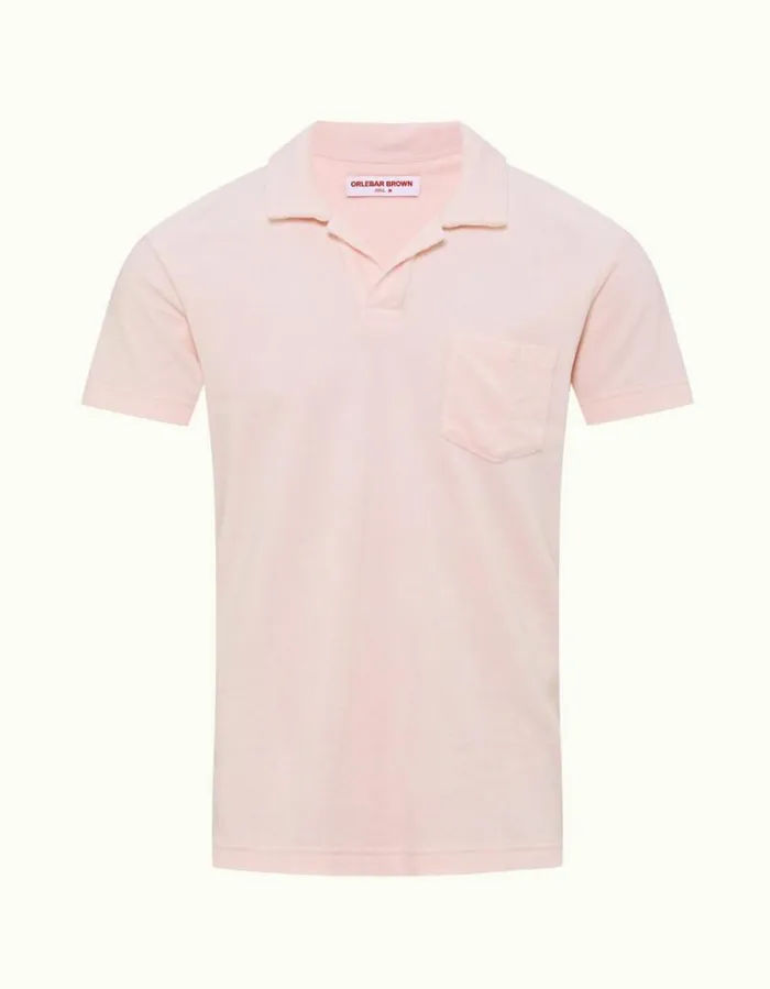 Men Orlebar Brown Polo Shirts Terry Towelling Rose