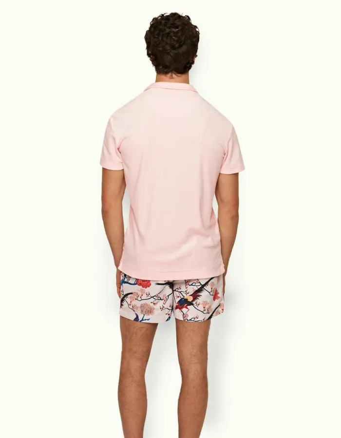 Men Orlebar Brown Polo Shirts Terry Towelling Rose