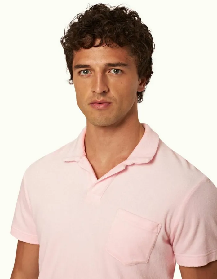 Men Orlebar Brown Polo Shirts Terry Towelling Rose