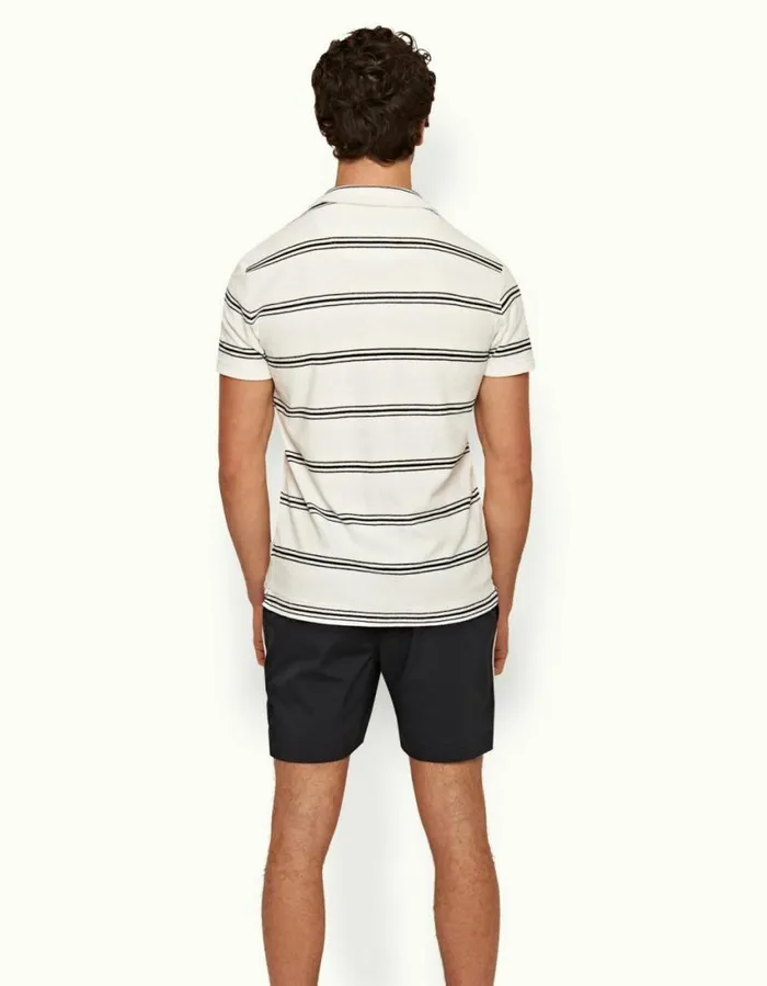 Men Orlebar Brown Polo Shirts Terry Towelling White Sandnight Iris