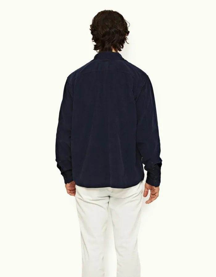 Men Orlebar Brown Shirts Shanklin Cord Midnight Navy