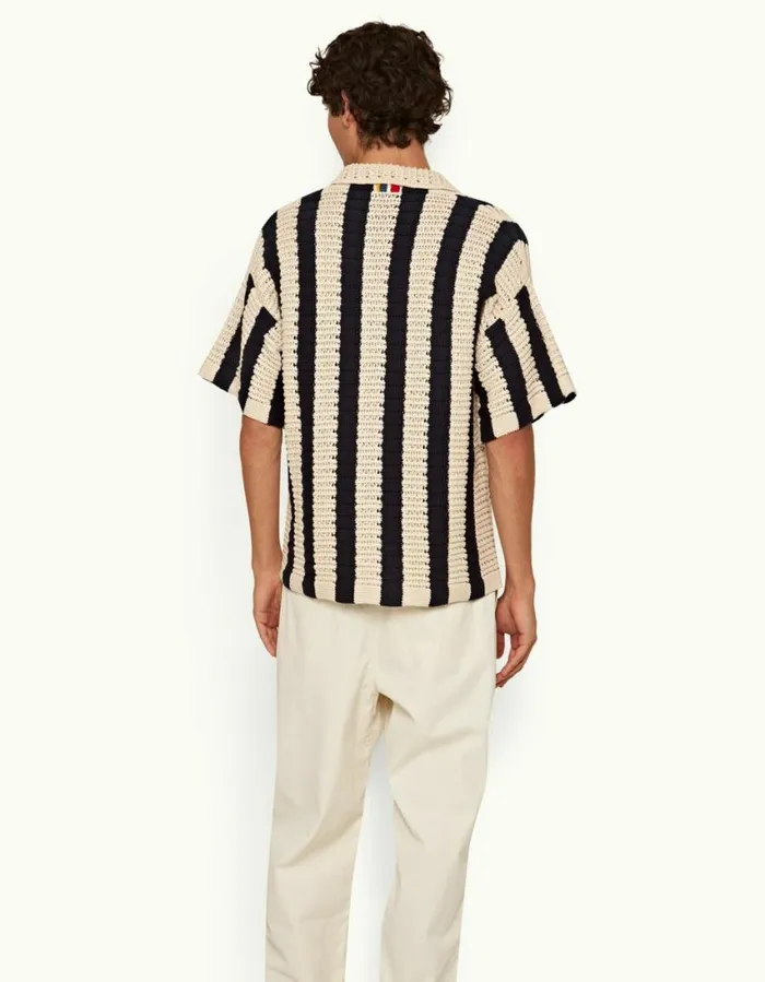 Men Orlebar Brown Shirts Thomas Crochet Night Iriscashew