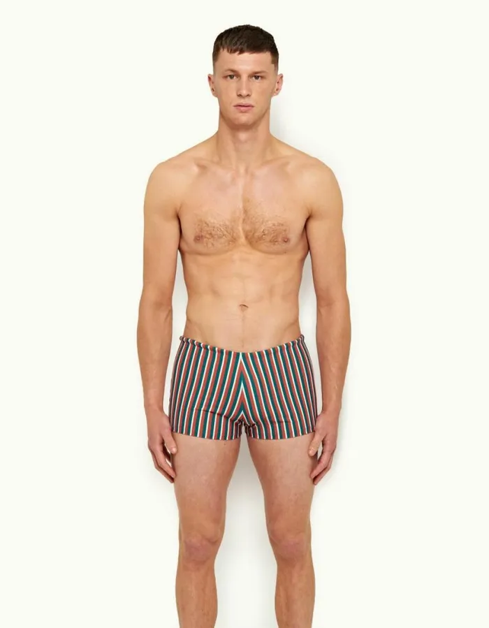 Men Orlebar Brown Swim Shorts Bassett Stripe Summer Redmarina Aqua