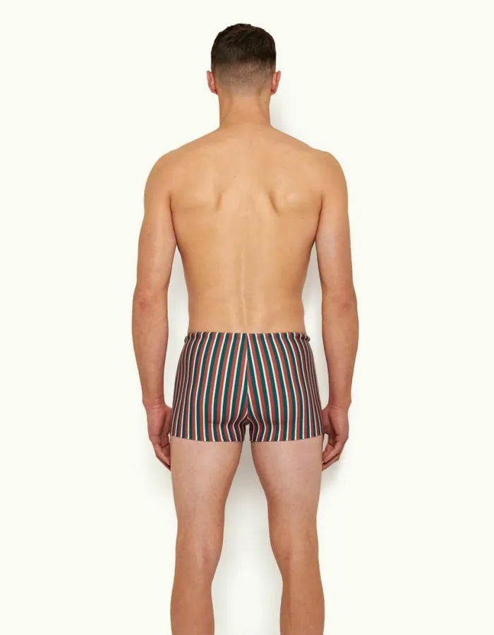 Men Orlebar Brown Swim Shorts Bassett Stripe Summer Redmarina Aqua