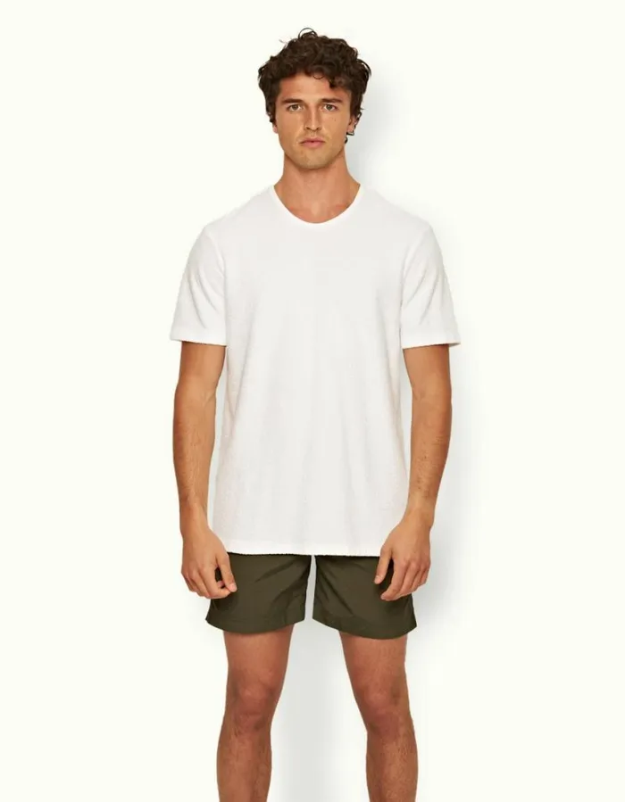 Men Orlebar Brown TShirts Nicolas Towelling White