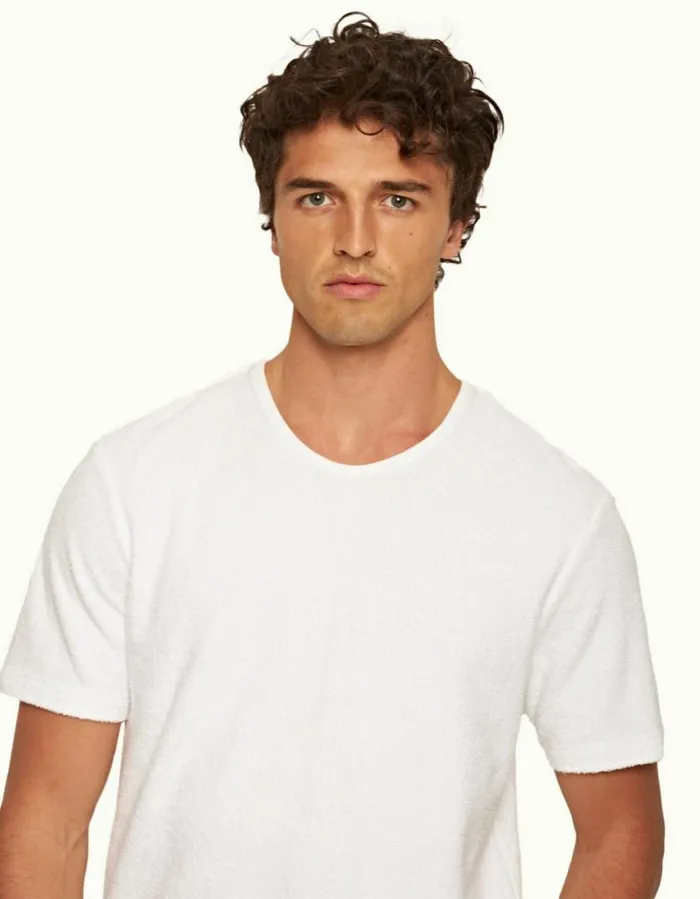 Men Orlebar Brown TShirts Nicolas Towelling White
