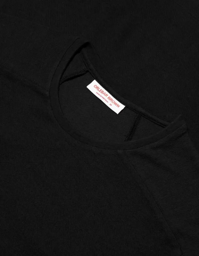 Men Orlebar Brown TShirts Ob Classic Tee Ice Wool Black