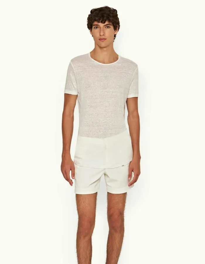 Men Orlebar Brown TShirts ObT Linen Washed Buttercup