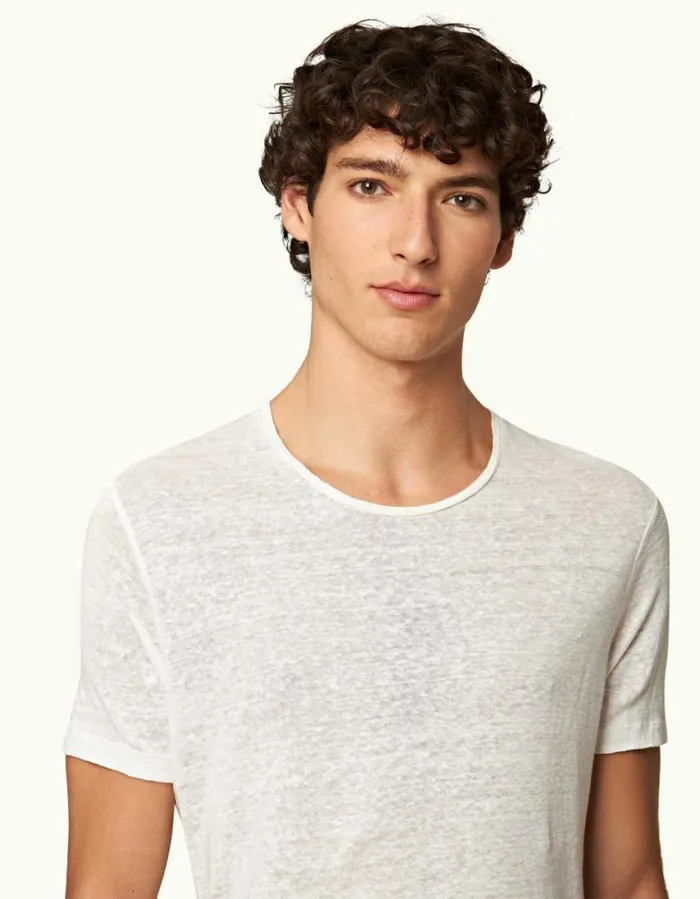 Men Orlebar Brown TShirts ObT Linen Washed Buttercup