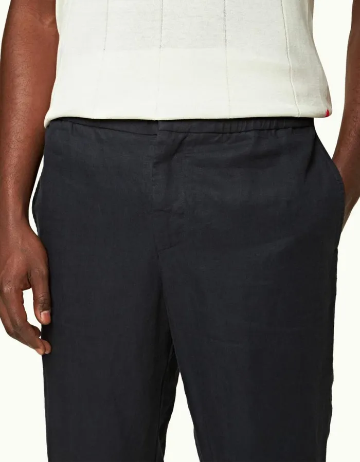 Men Orlebar Brown Trousers Cornell Linen Night Iris Ii