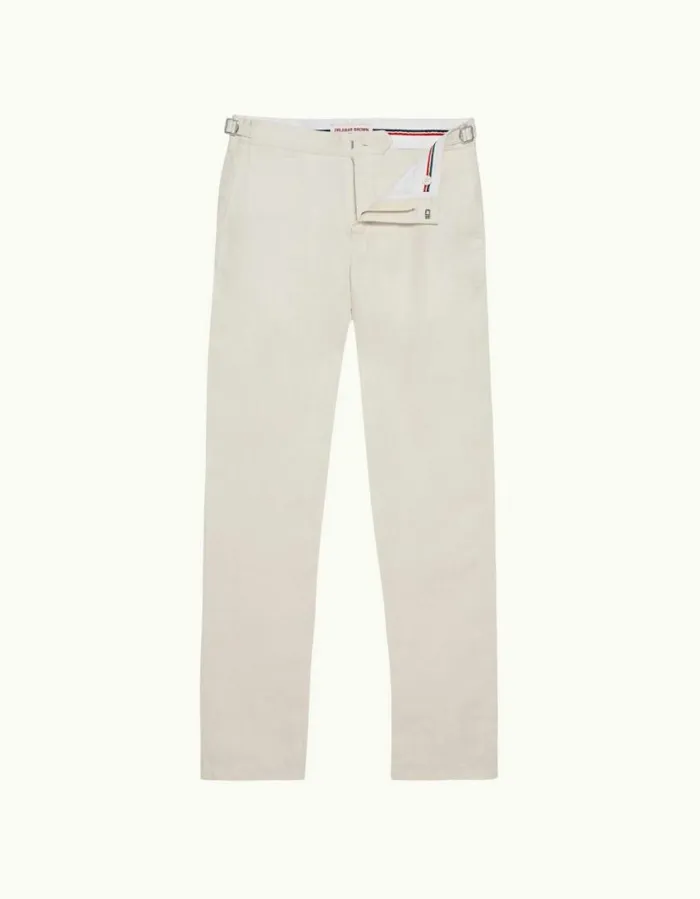Men Orlebar Brown Trousers Griffon Linen White Sand
