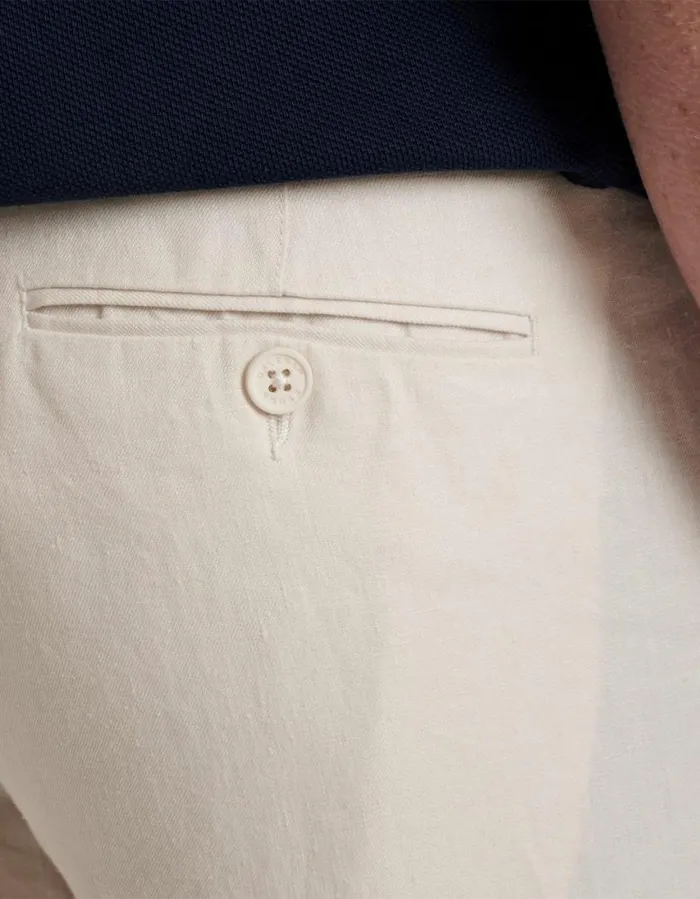 Men Orlebar Brown Trousers Griffon Linen White Sand