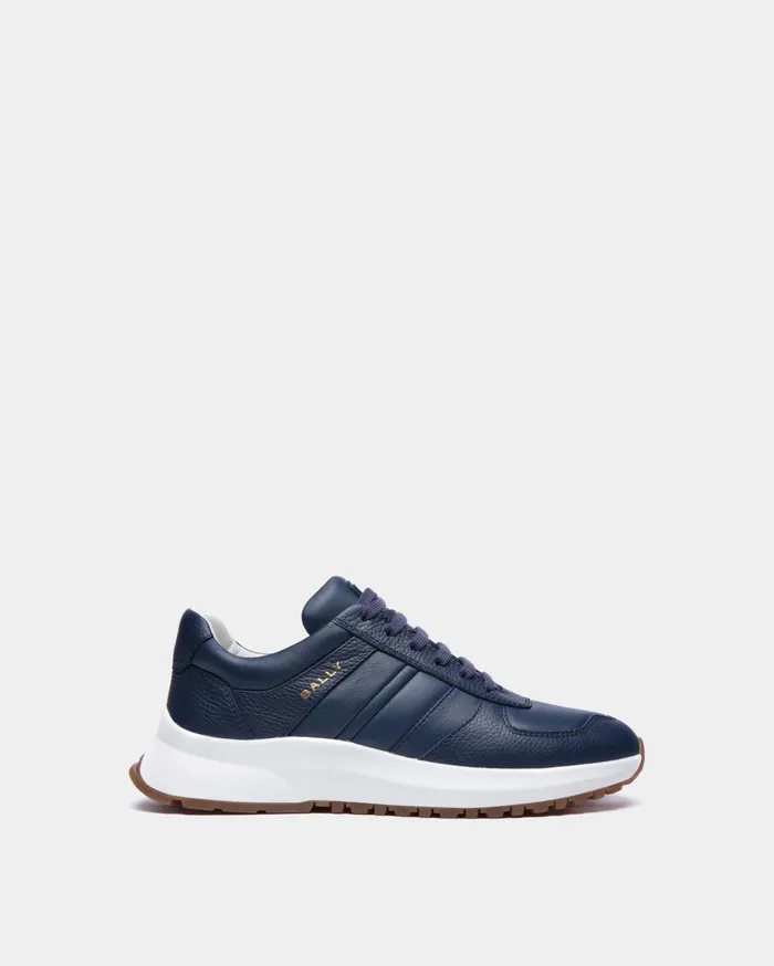 Men Outline Sneaker In Blue Grained Leather Bally Sneakers