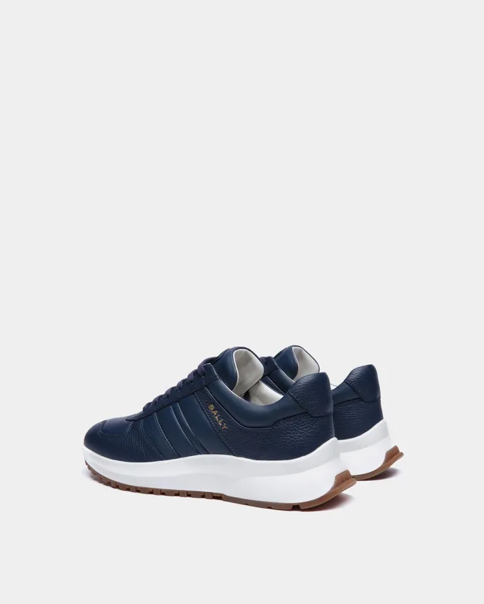 Men Outline Sneaker In Blue Grained Leather Bally Sneakers
