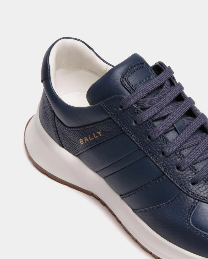 Men Outline Sneaker In Blue Grained Leather Bally Sneakers