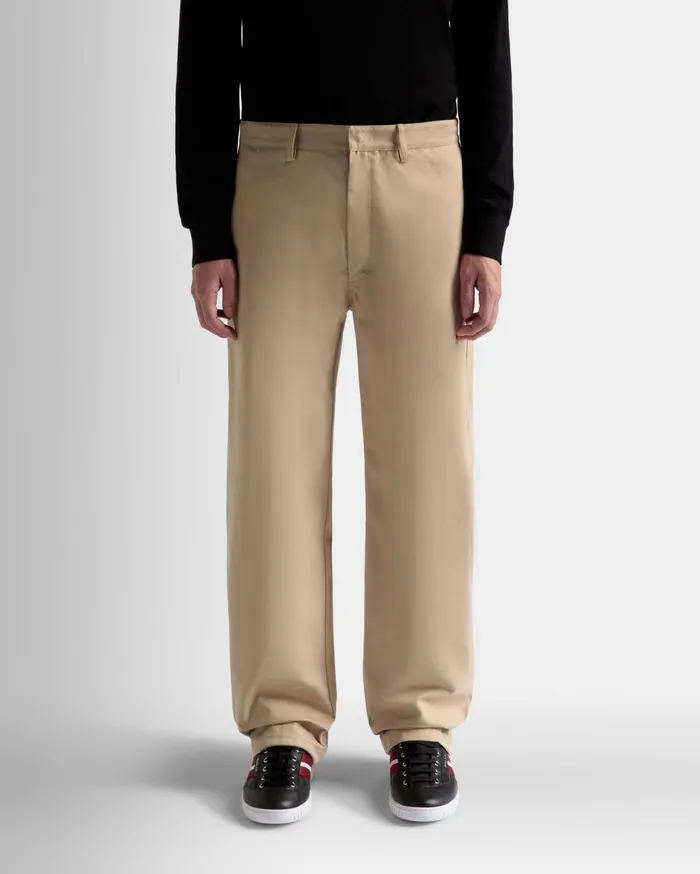 Men Pants In Camel Cotton Bally Pants