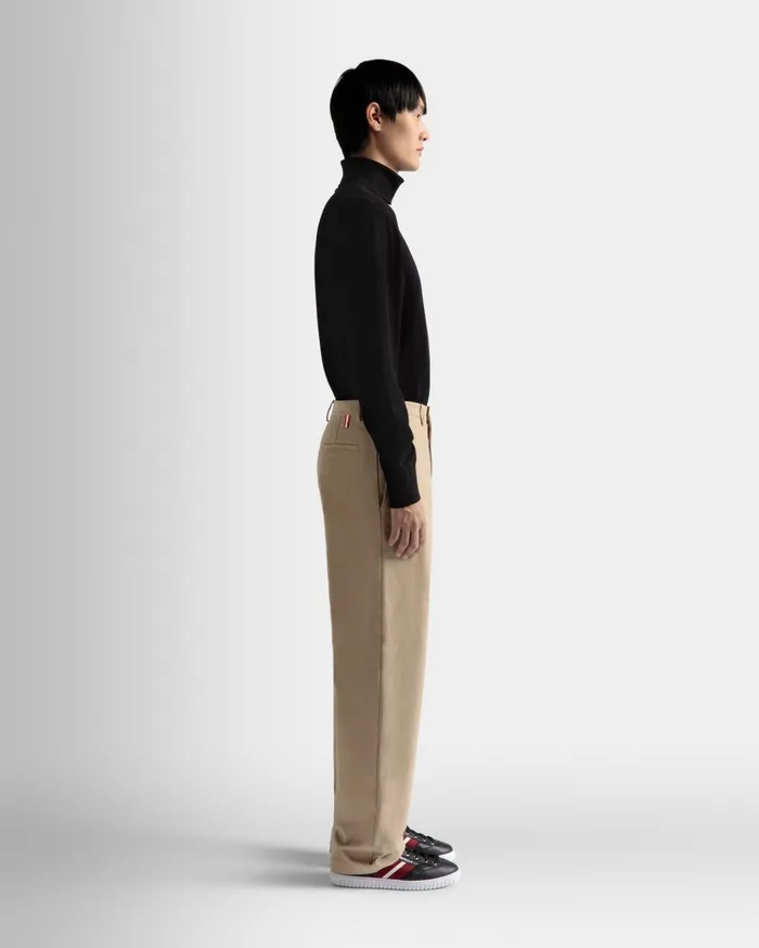 Men Pants In Camel Cotton Bally Pants