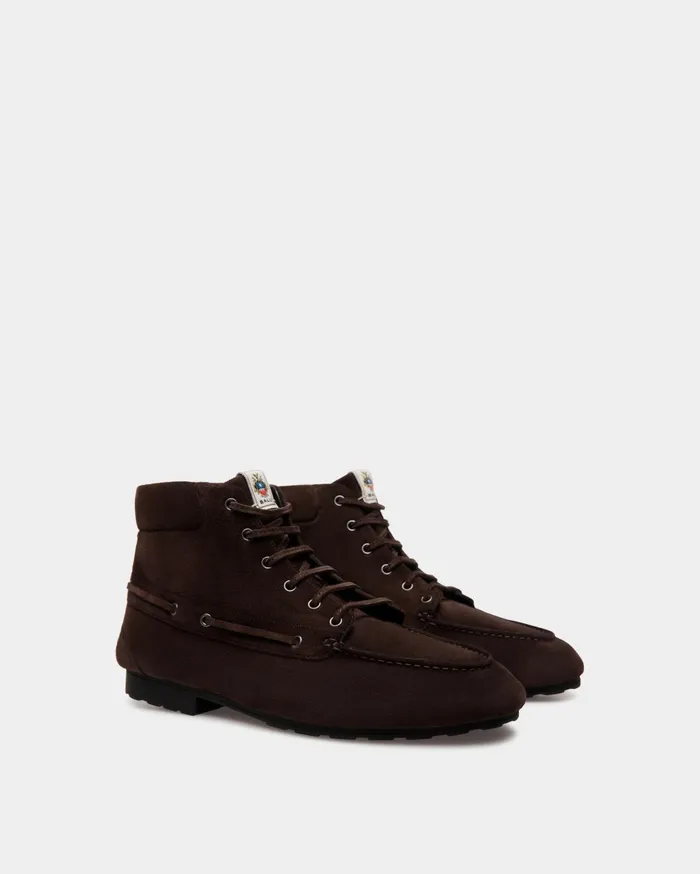 Men Plume Bootie In Ebano Suede Bally Boots and Ankle Boots