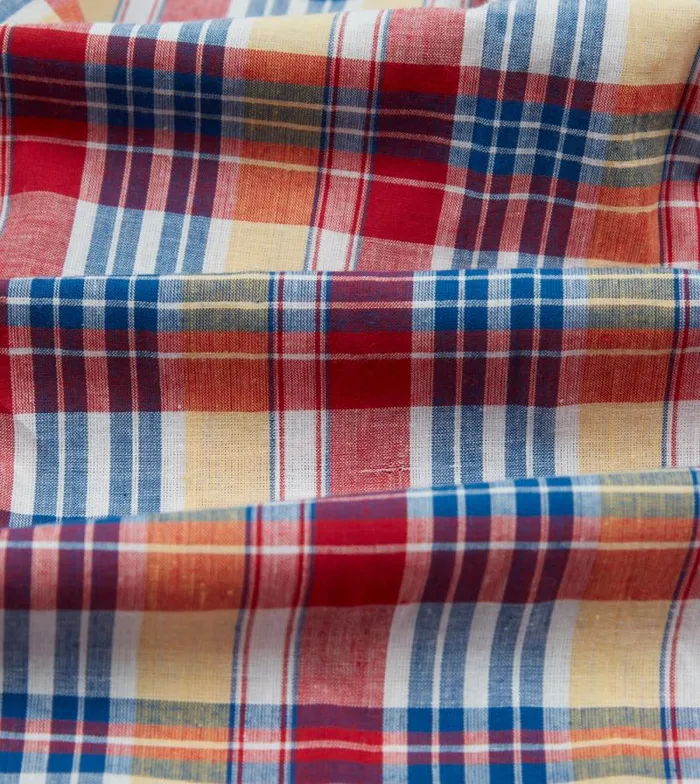 Men Red And Yellow Madras Check Cotton ButtonDown Popover Shirt Drake039s Popover Shirts