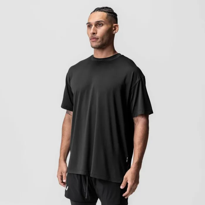 Men Short Sleeves ASRV AeroSilver Oversized Tee Black