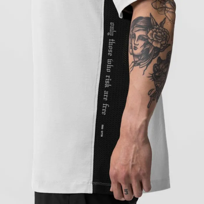Men Short Sleeves ASRV Supima Mesh Panel Oversized Tee White