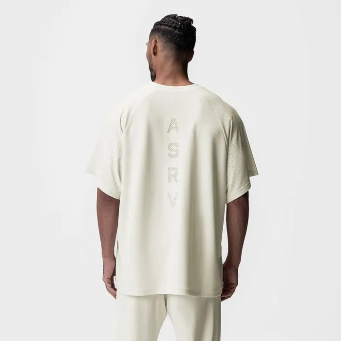 Men Short Sleeves ASRV Waffle Knit Oversized Tee Cream