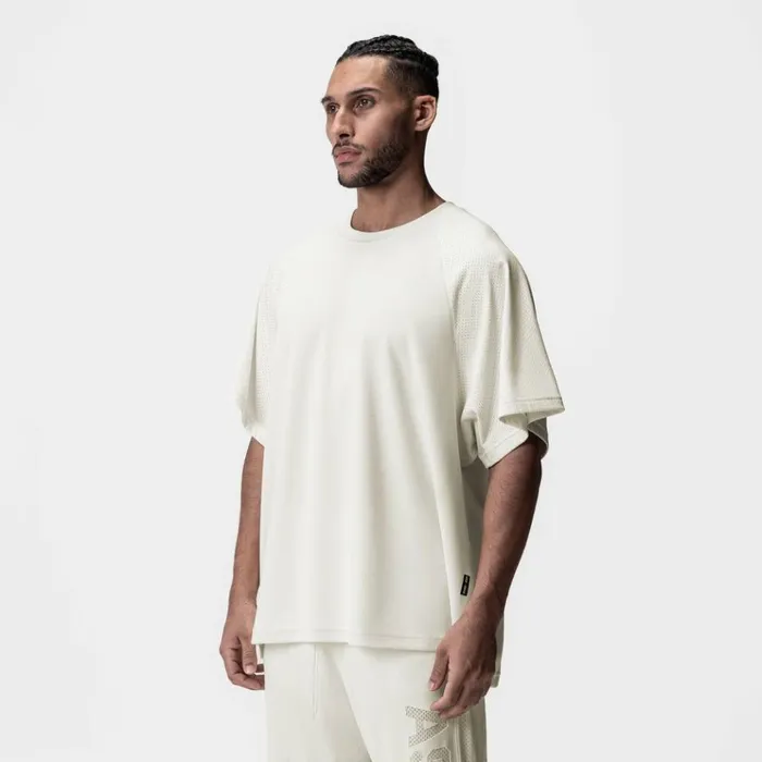 Men Short Sleeves ASRV Waffle Knit Oversized Tee Cream
