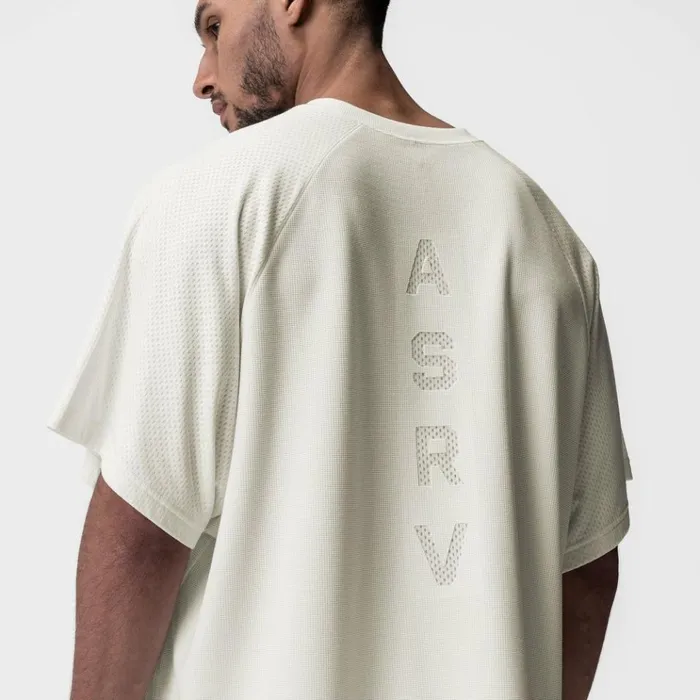 Men Short Sleeves ASRV Waffle Knit Oversized Tee Cream