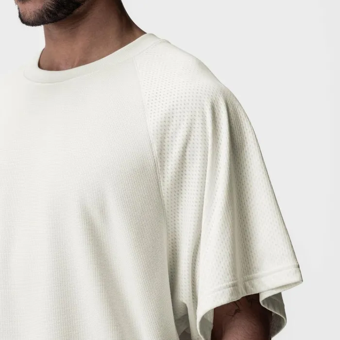 Men Short Sleeves ASRV Waffle Knit Oversized Tee Cream