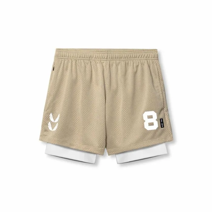 Men Shorts ASRV SilverPlus Mesh 5034 Liner Short Khakiwhite