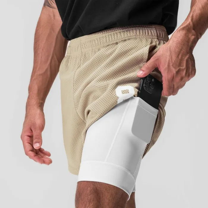 Men Shorts ASRV SilverPlus Mesh 5034 Liner Short Khakiwhite
