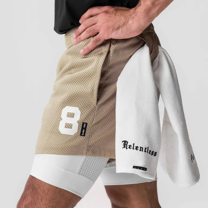 Men Shorts ASRV SilverPlus Mesh 5034 Liner Short Khakiwhite
