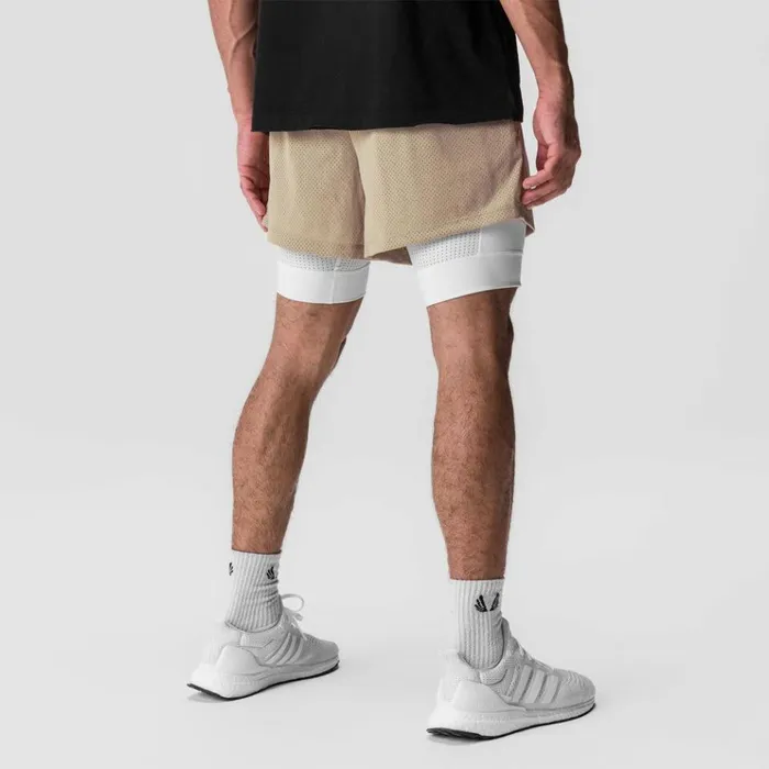 Men Shorts ASRV SilverPlus Mesh 5034 Liner Short Khakiwhite
